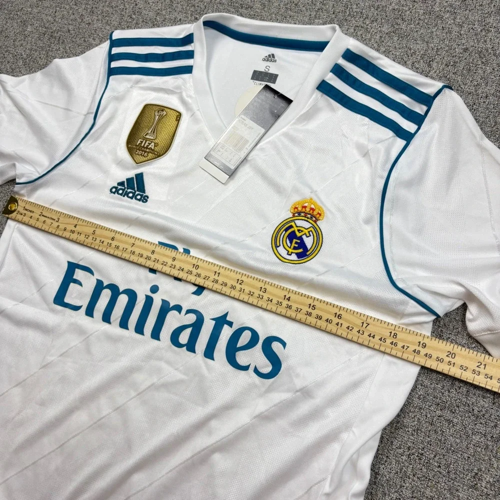 Adidas Real Madrid 2017-18 Home‎ Jersey White Teal FIFA Patch Mens Small NEW